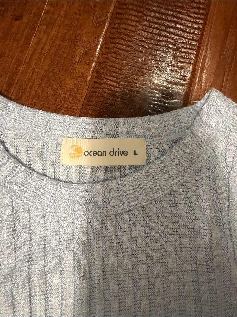 Ocean Drive Light Blue Ribbed Tank Top - Picture 2 of 3